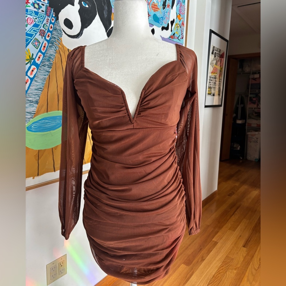 Guess Chocolate Long Sleeve Dress